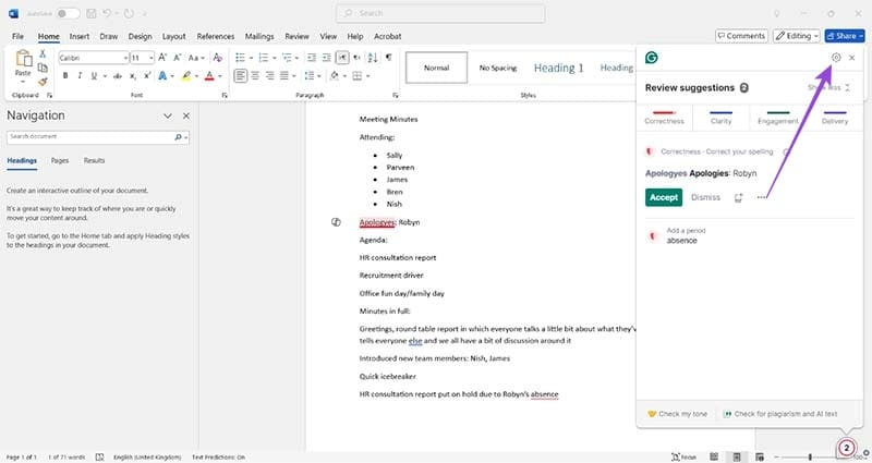 Best Copilot AI Alternatives for MS Office for Writers — Grammarly 2