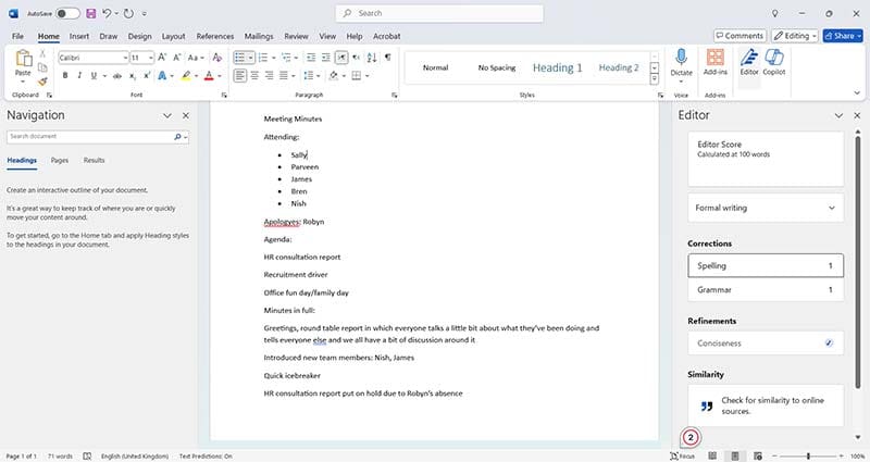 Best Included Copilot AI Alternative for MS Office — Microsoft Editor 1