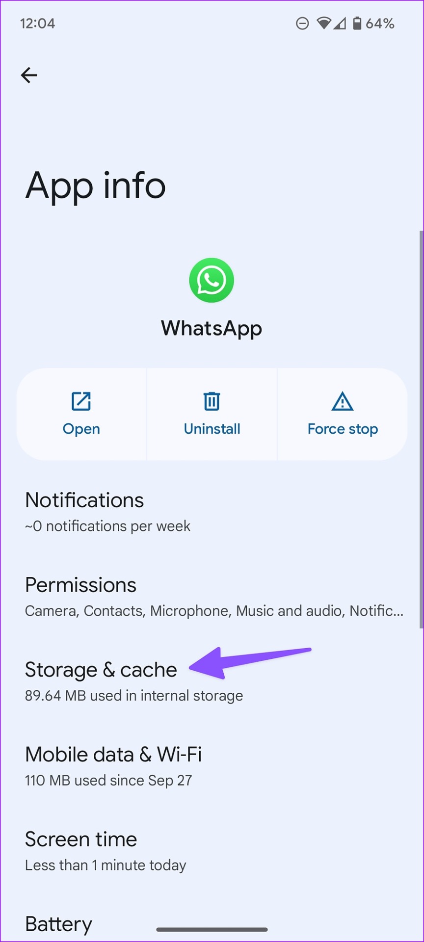 WhatsApp Storage and Cache