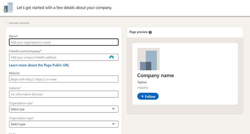 how to create a linkedin company page 3