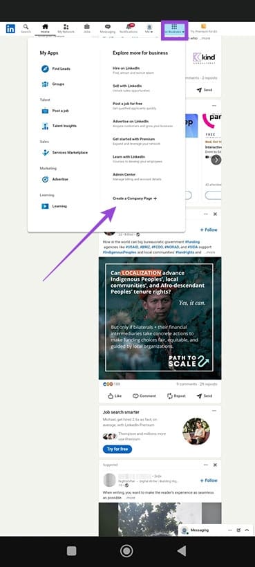 how to create a linkedin company page on mobile 1