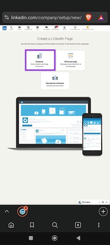 how to create a linkedin company page on mobile 2