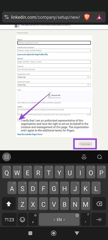 how to create a linkedin company page on mobile 3