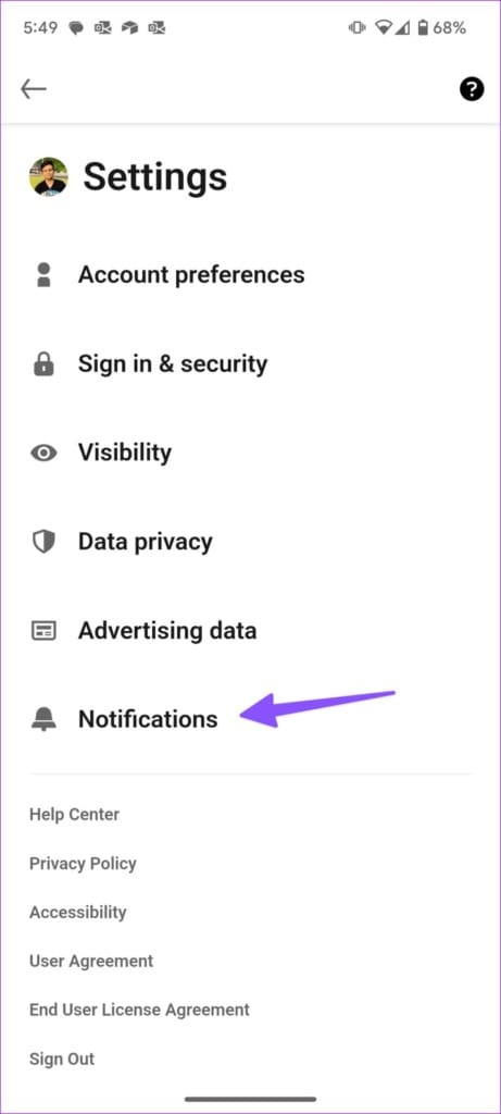 Notification option