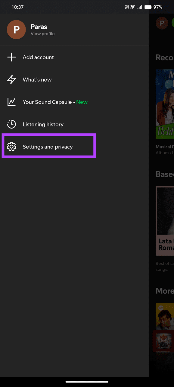 2 open settings and privacy