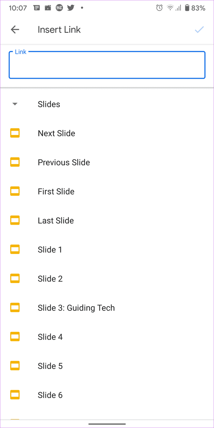 choose link to google slide