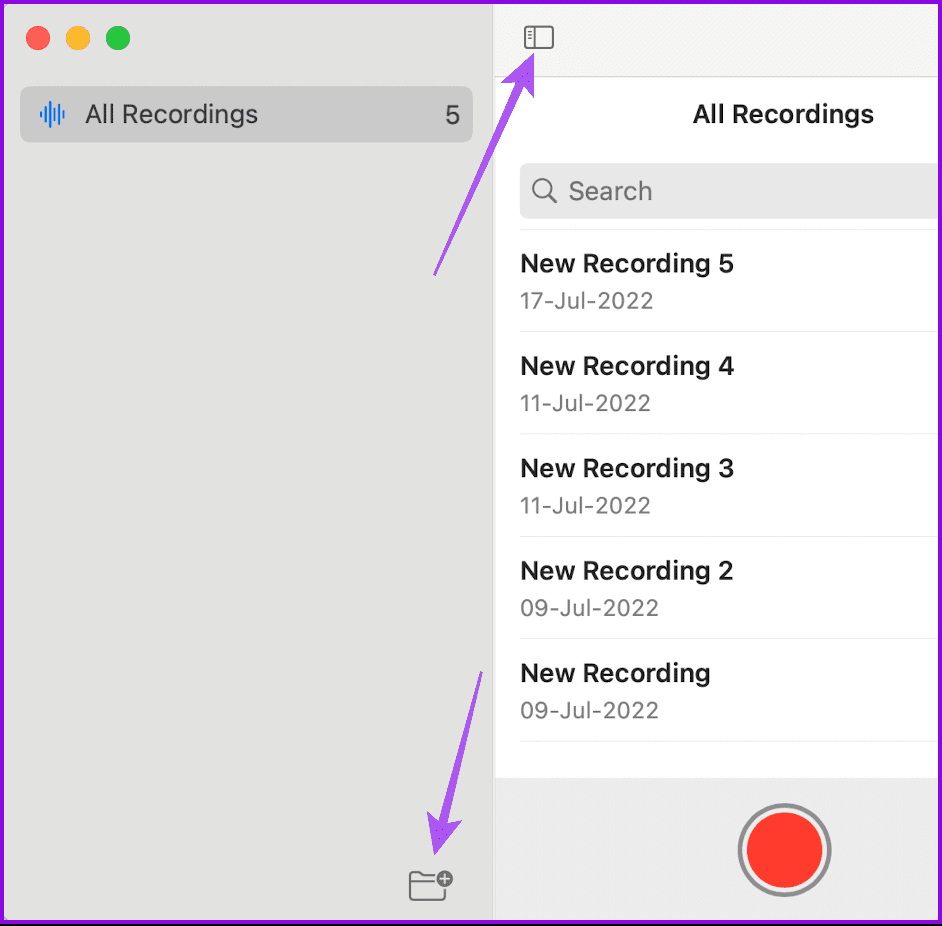 add new folder voice memos mac