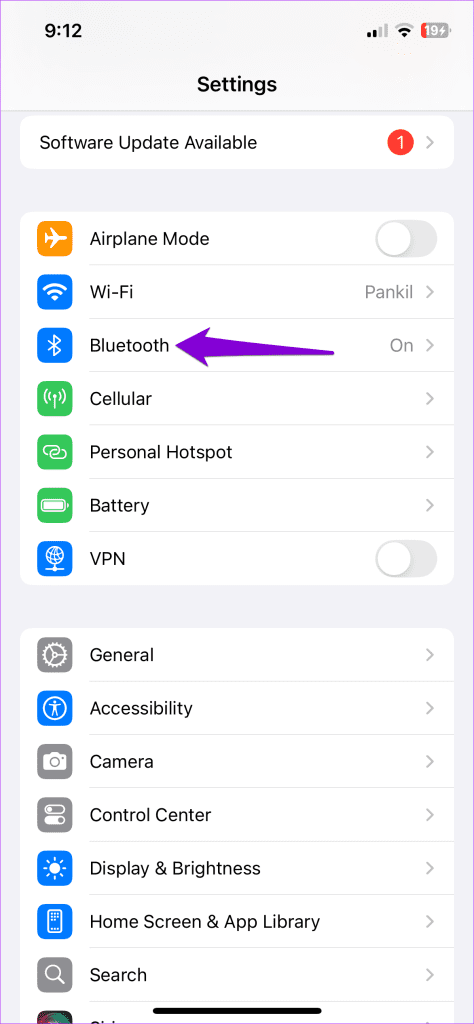 Bluetooth Settings on iPhone 1