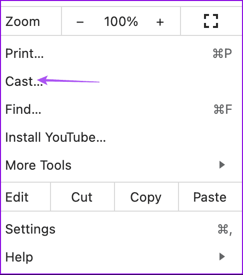 cast chrome settings