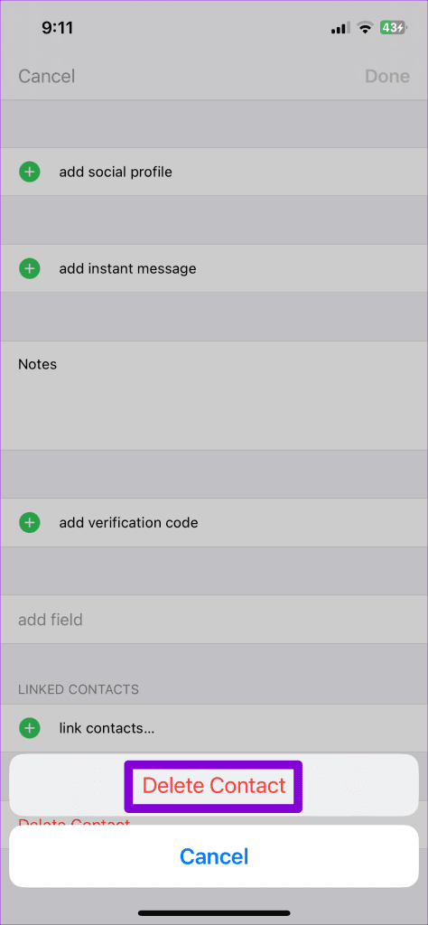 Confirm Delete Contact From iPhone