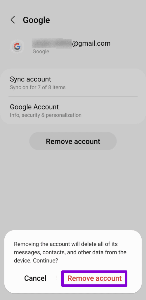 Confirm Remove Google Account From Android or Samsung Phone