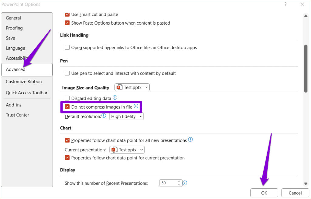 Disable Image Compression in PowerPoint