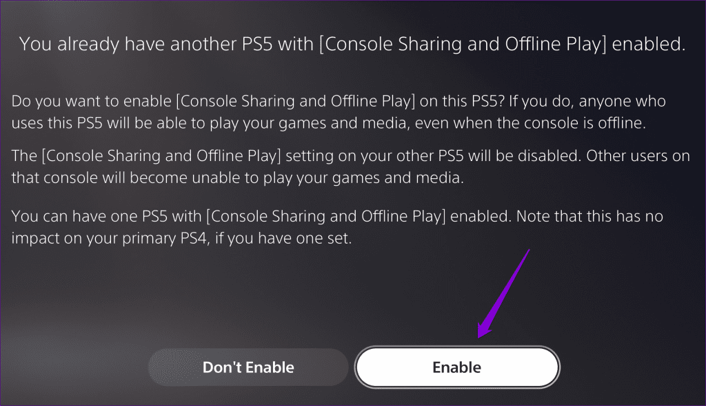 Enable Console Sharing and Offline Play on PS5