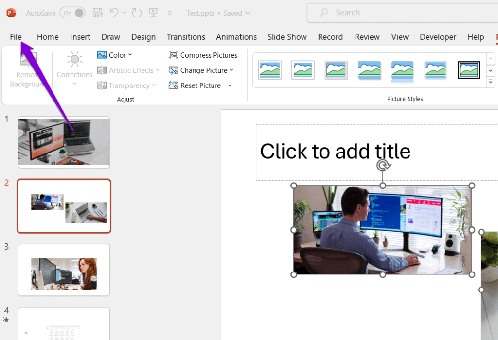 File Menu in PowerPoint