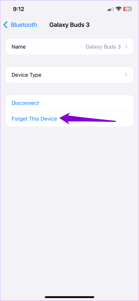 Forget Bluetooth Device on iPhone