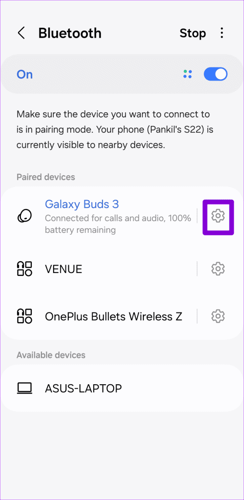 Galaxy Buds 3 Settings on Android