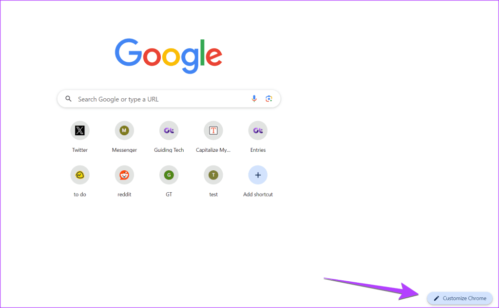 Google Customize Chrome button