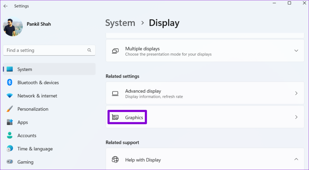 Graphics Settings on Windows 11