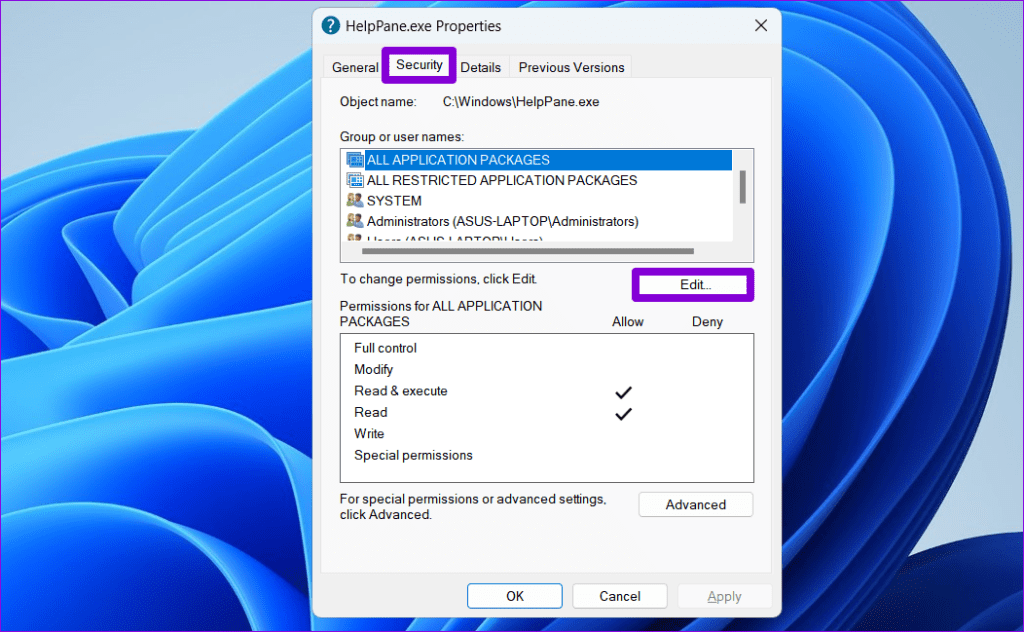 HelpPane Permission Settings