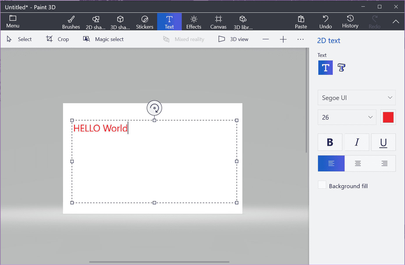 How to add text in paint 3d 2