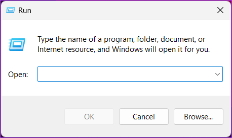 Open the run dialog box