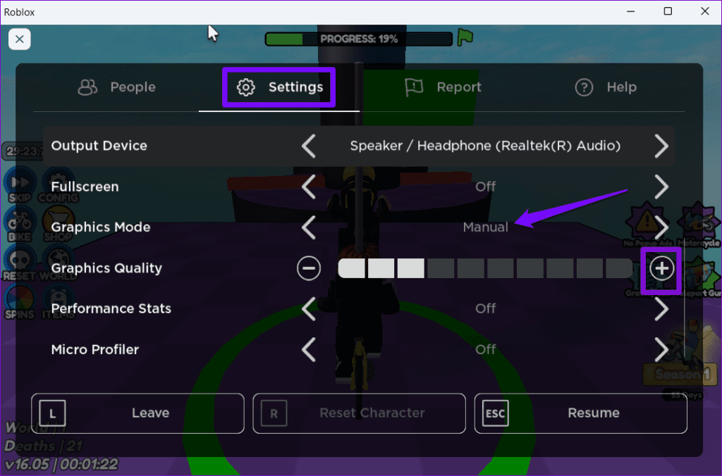 Increase In Game Graphics in Roblox