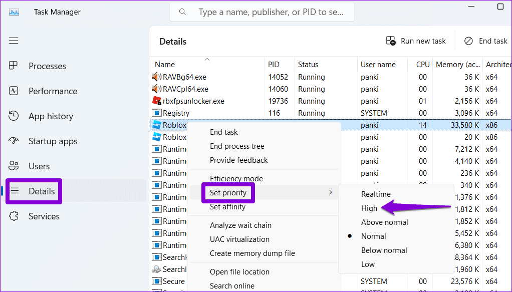Increase Process Priority for Roblox