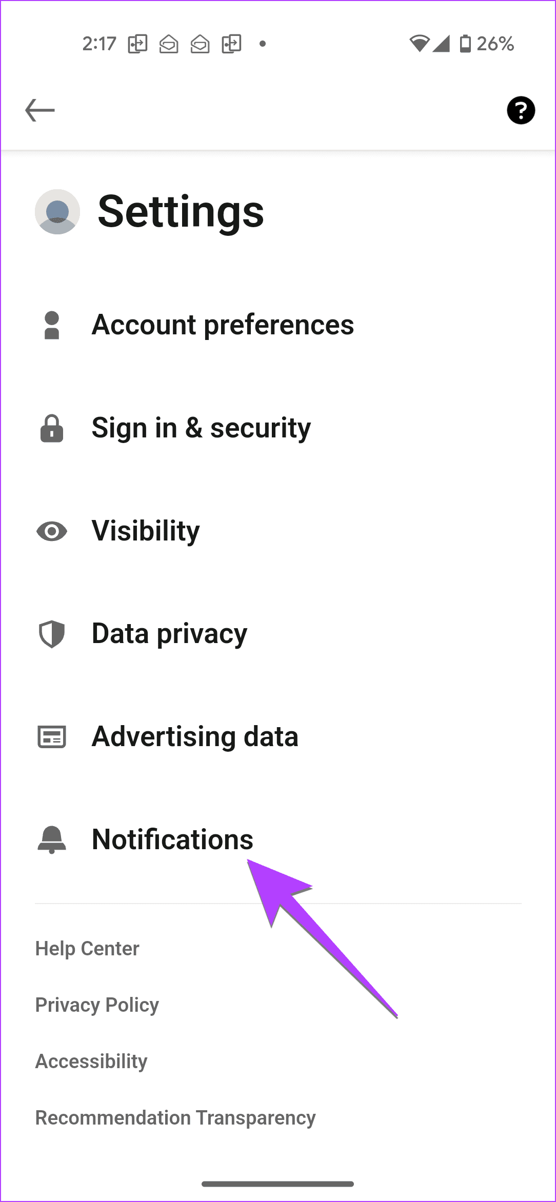 Linked App Notifcation Settings