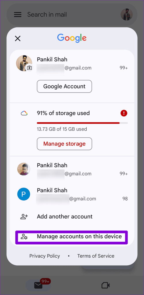 Manage Gmail Accounts on Android