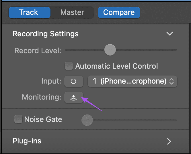 monitoring garageband mac