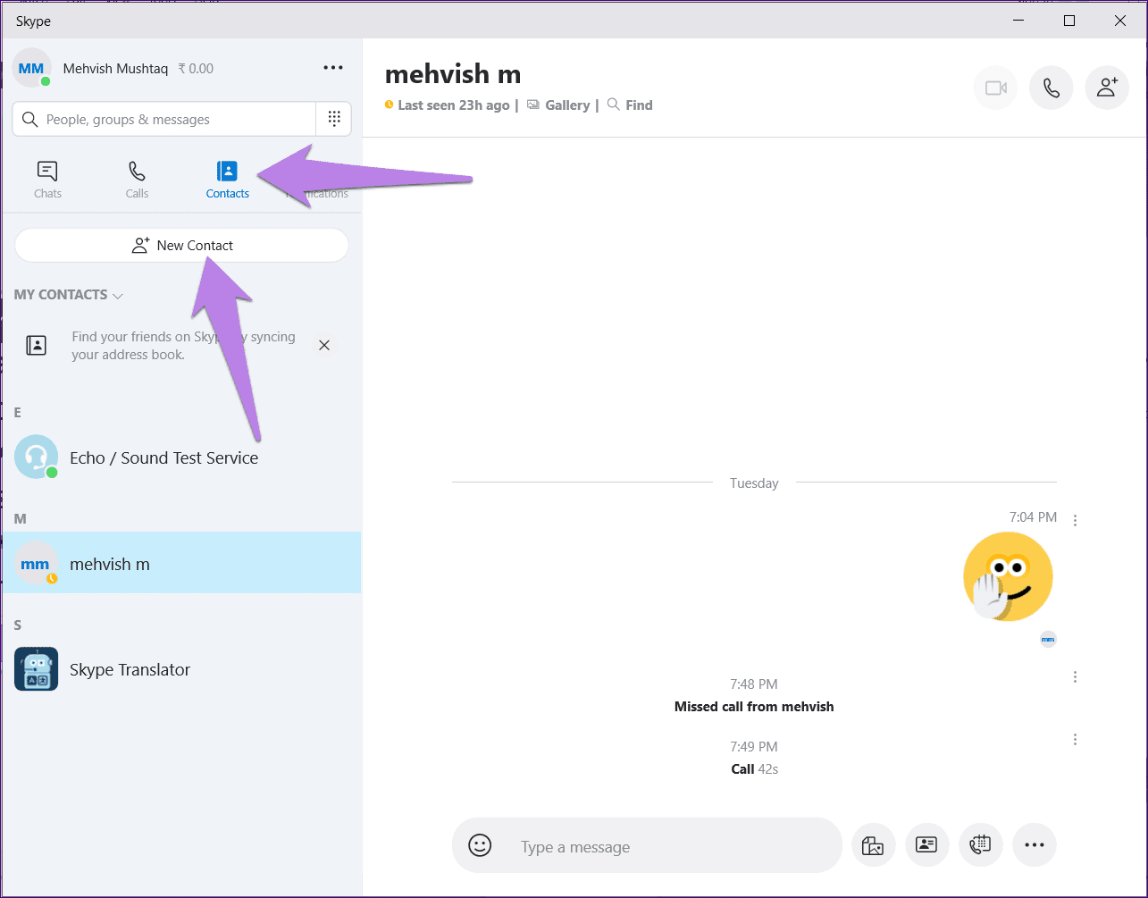 New skype contact