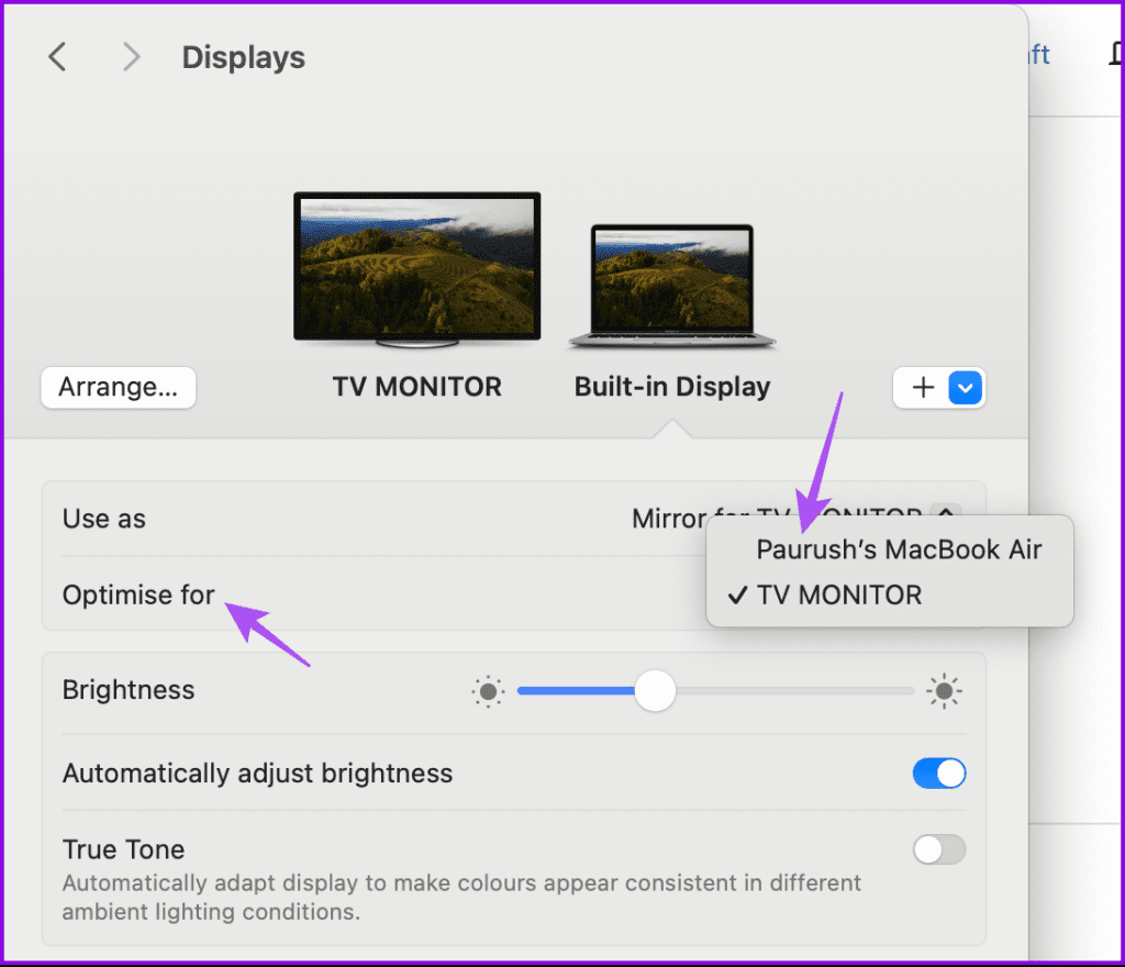 optimize display for mac on tv