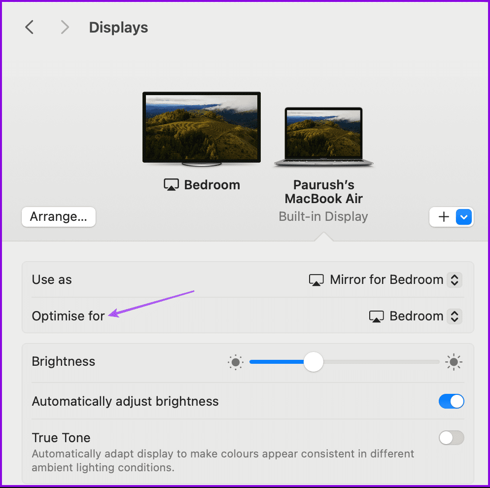 optimize display for macbook using airplay