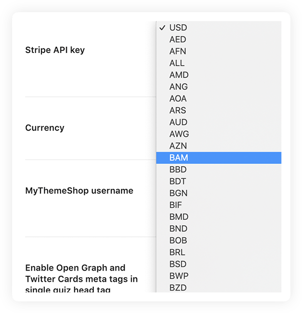 Option to Select Currency