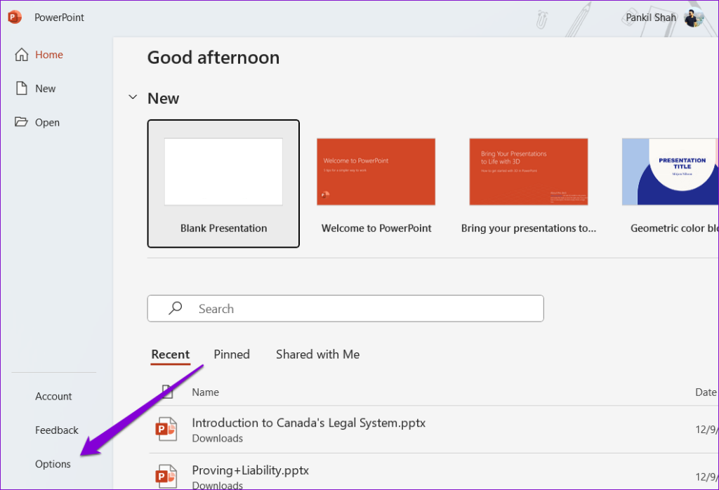 PowerPoint Options