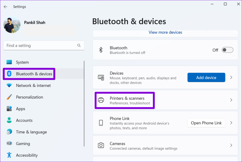 Printers and Scanners on Windows 11