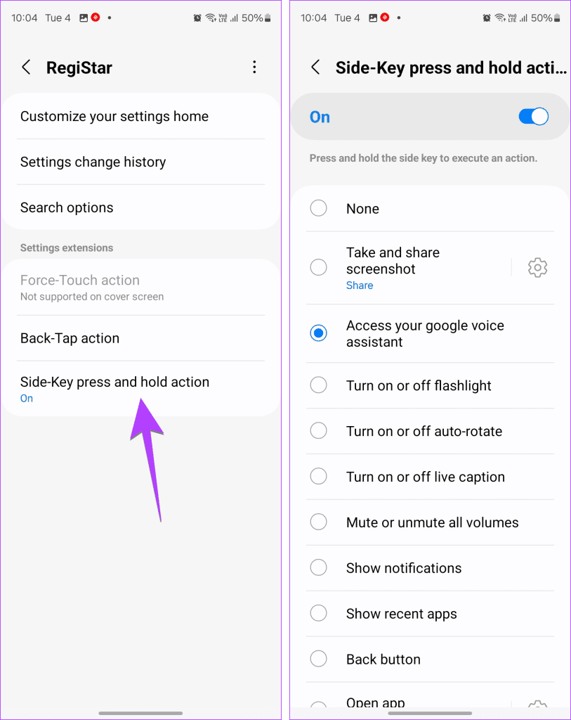 samsung change power button action