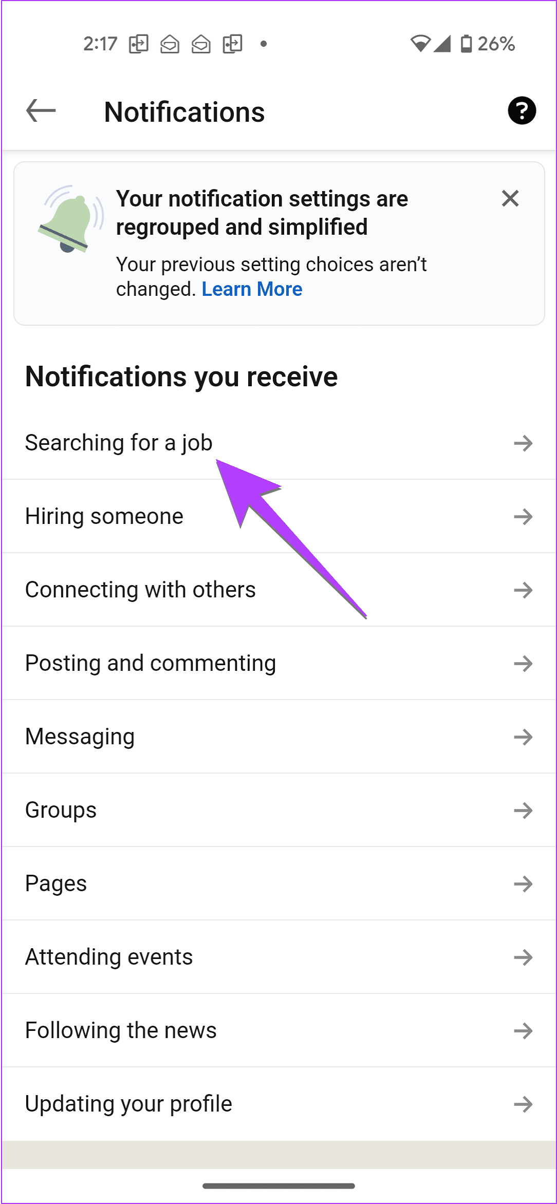 Searching for a Job Notifcations