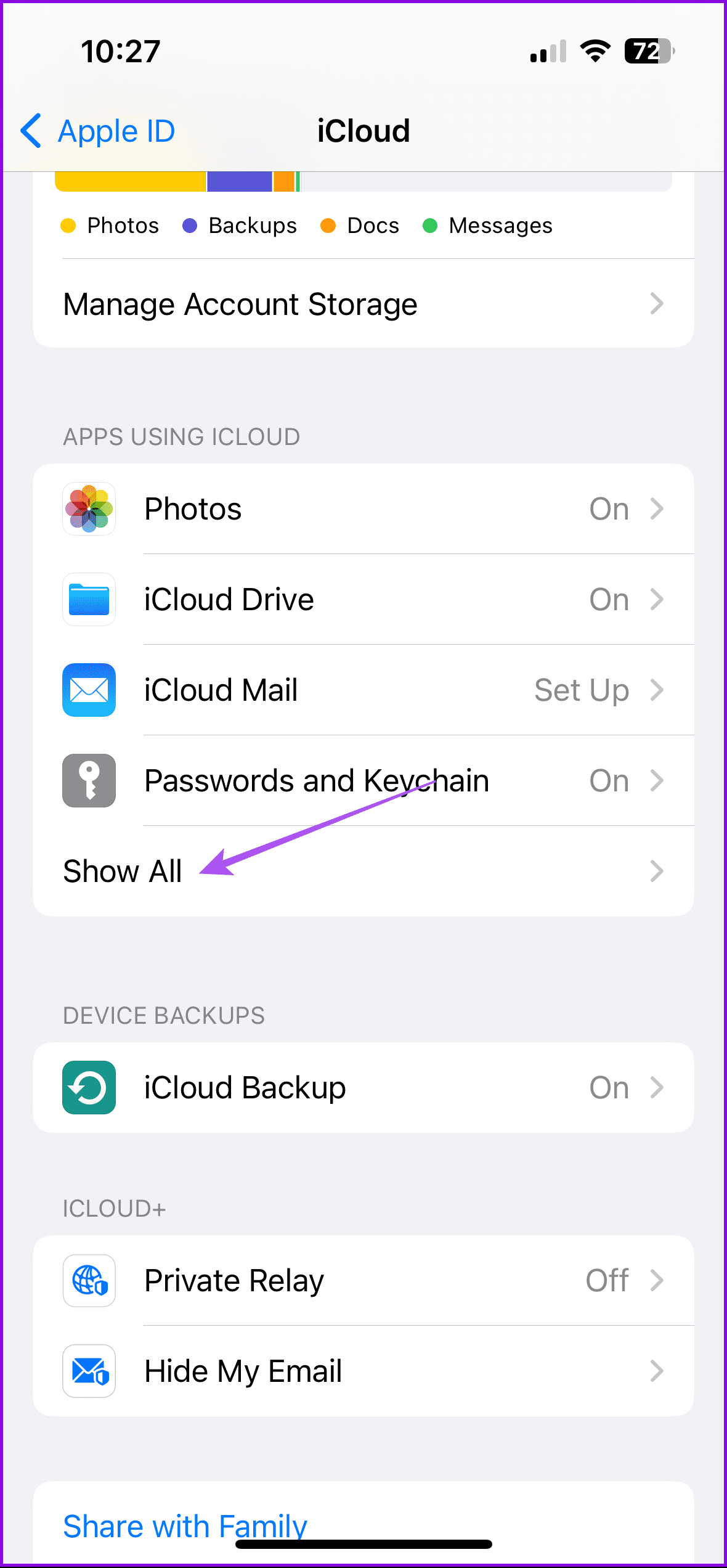 show all icloud iphone