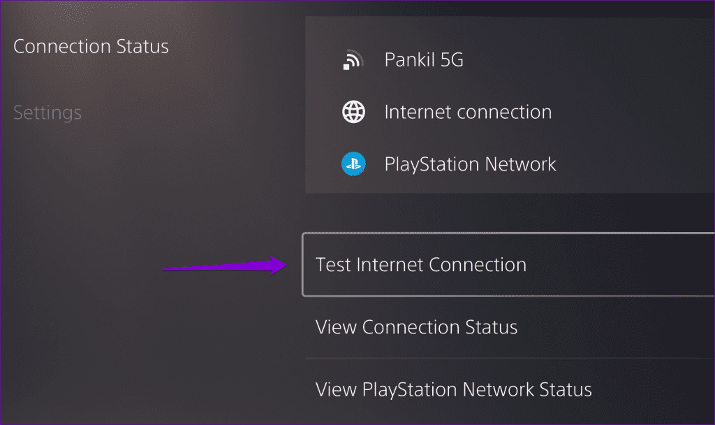 Test Internet Connection on PS5