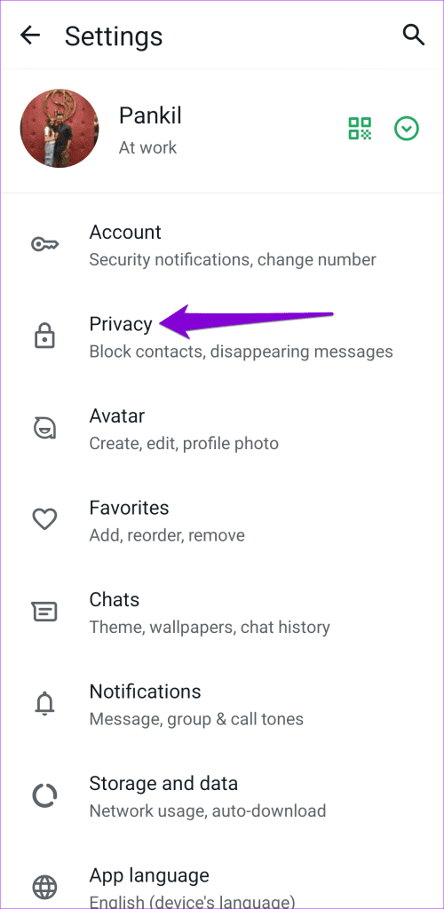 WhatsApp Privacy Settings on Android